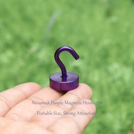 Neosmuk Magnetic Hooks, Cruise Ship Essentials, 40lb+ Heavy Duty Magnetic Hooks for Cruise Cabins, Refrigerator, Grill, Hanging, and Travel | Extra Strong Must-Haves Magnet Hook,Purple