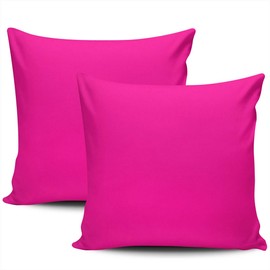 KELEMO Home Set of 2 Pillow Case Girly Fushia Hot Pink Friendly Throw Pillow Covers Cushion Decorative Pillowcase Square 24 x 24 Inches