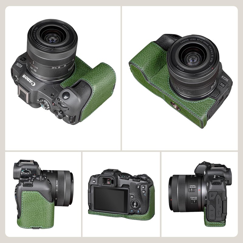 MUZIRI KINOKOO Canon EOS R8 Case, Retro Style Genuine Leather
