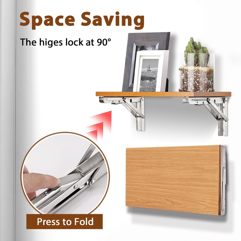 16 Inch Folding Brackets, 2 Packs Fold Down Shelf Brackets