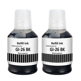 SHUOLEI GI26 Ink Compatible with Canon GI26 GI-26 Refill Ink Bottle work with MAXIFY GX3020 GX4020 GX5020 GX6020 GX6021 GX7020 GX7021 Printer (2-Pack,2 Black Pigment 135ML)