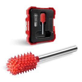 EZARC Tungsten Carbide Rotary Burr, 1/8’’ Shaft Ball Nose Tip Wood Carving Bit, Very Coarse Engraving & Material Removal Tool with Storage Case