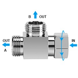 Adaptador de Ducha en T de 3 vías, Desviador de Manguera, Conector en Forma de T, Brazo de Ducha de Baño Desviador de Latón Cromado G1/ 2" para Manguera de Válvula de Ángulo