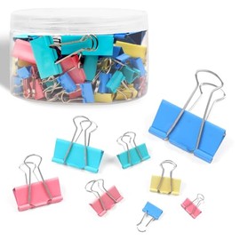 Joyberg - 125 clips para carpetas de colores, varios tamaos, 6 tamaos para carpetas de papel, sujeta documentos para suministros de oficina, hogar,...
