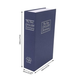 Book Safe with Combination Lock, Diversion Storage Box Dictionary Money Box Portable Hollowed Out Book with Hidden Secret Compartment Safe Box for Storing Money, Jewelry and Key(Blue), 240x160x55mm