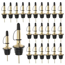 Pafusen 24 Pack Liquor Bottle Pourers, Liquor Pour Spout for Liquor Bottles, Stainless Steel Olive oil Dispenser Spout, Alcohol Pourer Spouts Dust Caps Covers Fixed, Gold