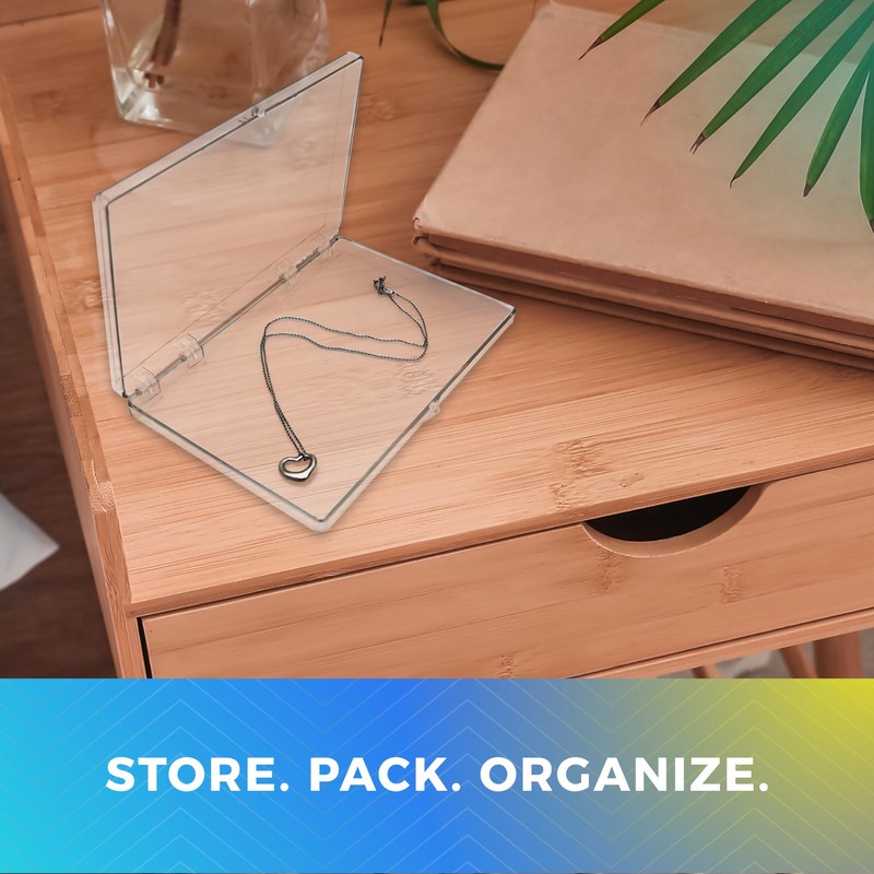 Gary Plastic Packaging Clear Hard Plastic Hinged Lid Box, Keepsake