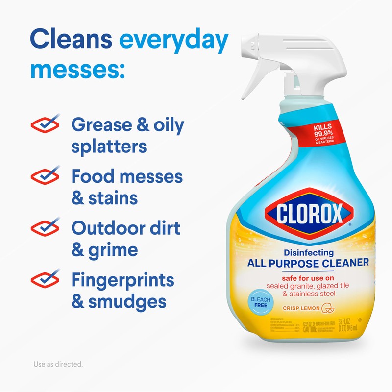 Clorox Disinfecting All-Purpose Cleaner 32 Oz and Disinfecting Bathroom Cleaner,