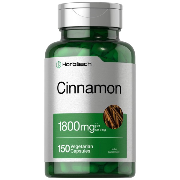 Cinnamon Capsules 1800mg | 150 Count | Ceylon Cinnamon Supplement | Vegetarian, Non-GMO, Gluten Free | by Horbaach