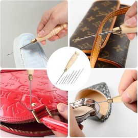 3-Spool Nylon Thread for Sewing, Each 80 Yards Thick Thread Kit for Adult Include Sewing Awls & 7  for Hand Sewing, Upholstery Thread &  for Repairing Leather, Shoes, Furniture - Color: Multicolored