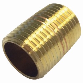 PlumberStop - 1-1/4 X 3-1/2 Brass Nipple, Brass Pipe Pre-Cuts, Iron/Copper, Plumbing, NPT Threaded, Industrial
