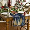 Artoid Mode Xmas Trees Snowflakes Blue Merry Christmas Table Runner,
