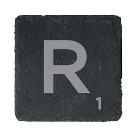 eBuyGB Scrabble Drinks Coasters, Square Slate Coaster, Individual Alphabet Letters, Scrabble Tiles with Score Marks - Personalise Your Own Scrabble Words (R)