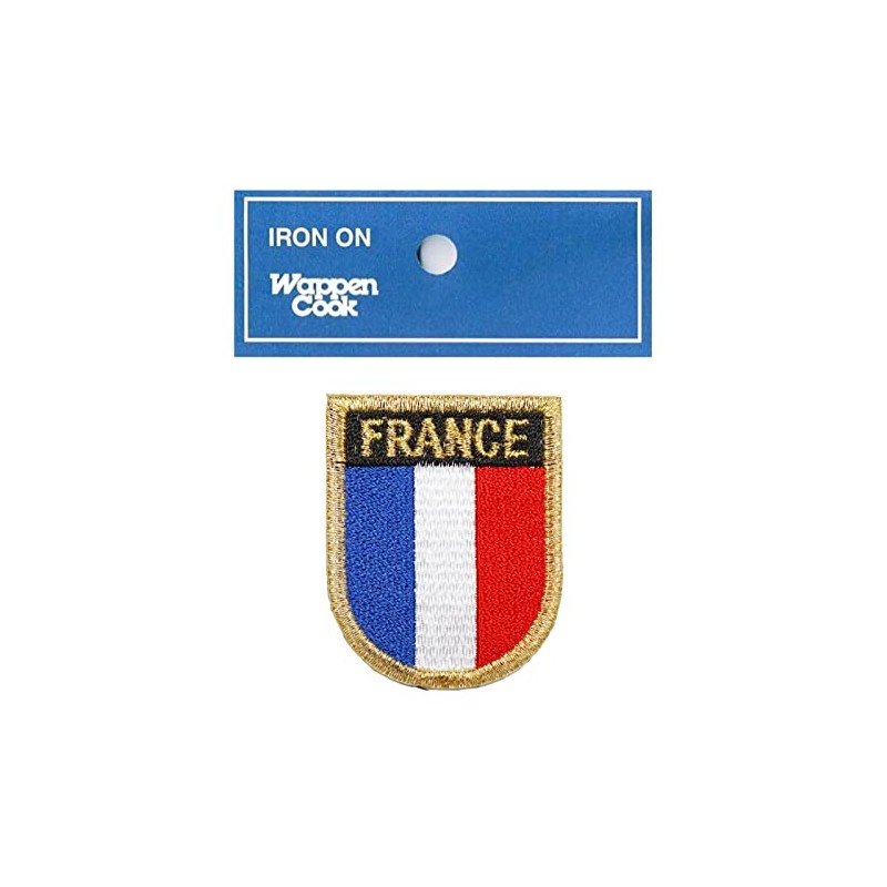 FRANCE Embroidered Patch T-Shirt Flag France Emblem Shield Gold Iron