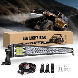 Jumpdy 52 Inch LED Light Bar 180W with Curved 5D Floodlit + 5D Spotlight Cup Combo Driving Light Off Road Lights Work Light Pods for Pickup Jeep Truck SUV 4WD 4X4 ATV UTV Tractor