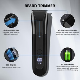 Karrte Manscape 5 in 1 Men's Grooming Kit, Beard Trimmer for Men, Groin & Body Hair Trimmer, Nose & Ear Hair Clippers, 5D Electric Razors, IPX7 Waterproof, LED Display with Travel Lock