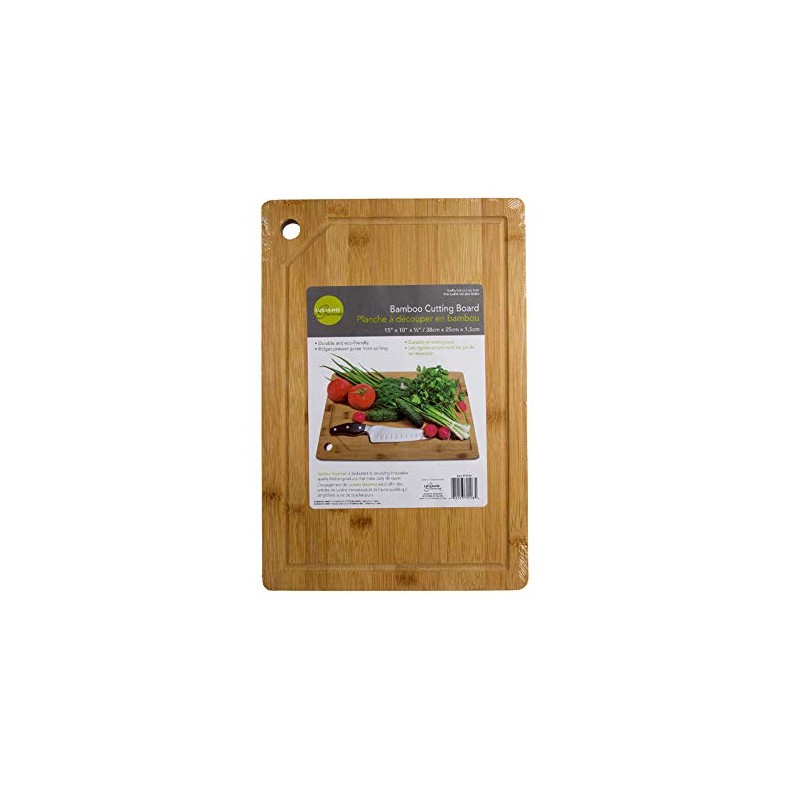 Luciano Housewares Classic Bamboo Cutting Board, 15 x 10 inches,