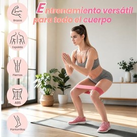 Bandas de Resistencia para Ejercicio, 5 Ligas de Resistencia Elásticas de LÁTEX, para Entrenamiento de Fuerza, Fitness, Yoga y Pilates