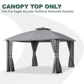 JANCANOPY 10X12 Replacement Gazebo Top for Eagle Brooke Gazebo Model A101007600, A101007603, A101007604, (Grey)