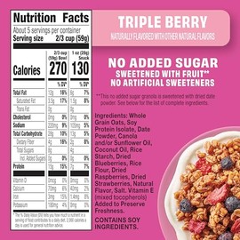 Wilde Terra Triple Berry Granola, 15g Protein, No Added Sugar, Good Source of Fiber, 10 oz