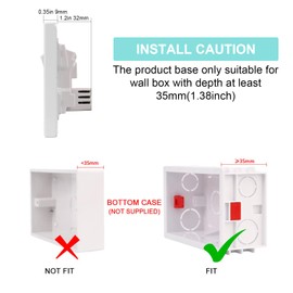 CNBINGO Double Switched Socket with 20W PD USB C and A Fast Charging Ports, Electric Power Sockets 2 Gang 13 Amp, Wall Outlet White Tempered Glass Panel, 1 Pack