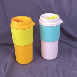 Tupperware 2 Tupperware ECO To Go Travel Cups Tumblers w/Sleeve 16 oz Hot or Cold New