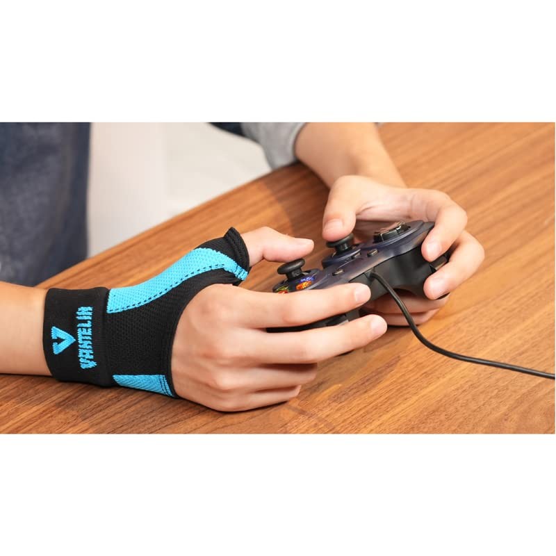 バンテリンコーワサポーター親ゆび専用 for e-SPORTS ふつう~大きめ/M~Lサイズ ブラック×ネオンブルー