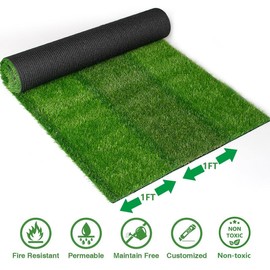 Striped Artificial Grass Turf Indoor Outdoor Rug 2FTX45FT, Fake Grass Runner Attractive Appearance with Drainage Holes, Custom Size for Yard, Sports Area, Schools, Parks, etc