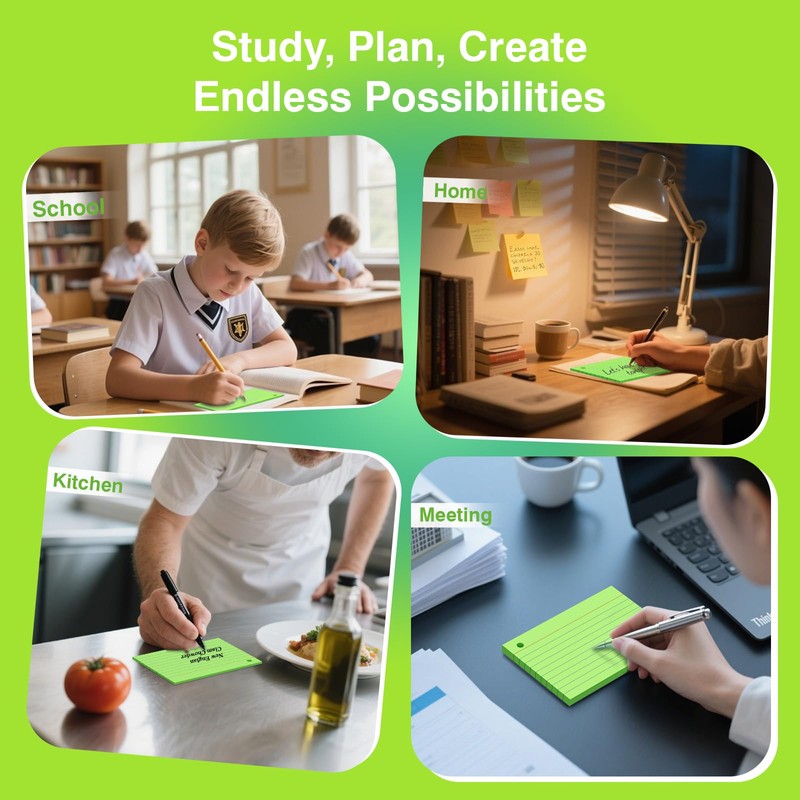 250 Count Green Index Cards with Ring 3 x 5
