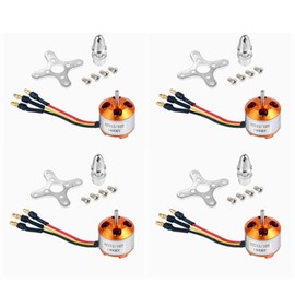 QWinOut A2212 1400KV Brushless Outrunner Motor with Mount 10T + 3.5mm Male Banana Bullet for RC Aircraft/KKmulticopter 4/6 Axle Quadcopter UFO (4 Pcs)
