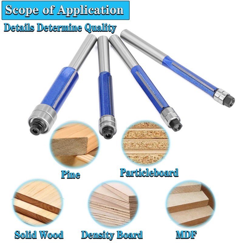 Yuentoen 4 Piece Flush Cutter Set, Blue Flush Cutter 1/4