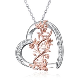Alphm DNA Necklace 925 Sterling Silver DNA Double Helix Chemistry Science Molecule Biology Necklace DNA Spiral Jewelry for Women