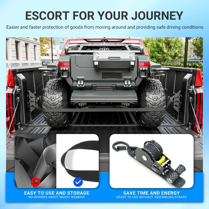 SZYANG Retractable Ratchet Straps Compatible with 2022-2026 Toyota Tundra