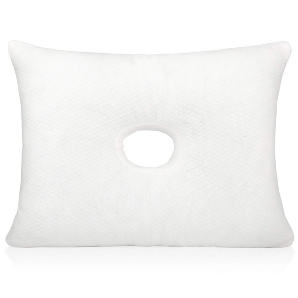 Firm Memory Foam Pillow with an Ear Hole - Includes 2 Pillowcases - FSA/HSA Eligible - Helps Reduce Ear Pain from CNH, Pressure Sores, Post Ear Surgery, Ear Pain or Ear Plugs - Non-Adjustable