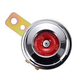 GOOFIT 12V 1.5A 100DB Brushed Chrome Universal Motorcycle Electric Horns Waterproof Round Loud Speaker for Scooter Moped Dirt Bike ATV