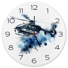speecheese Police Helicopter Wall Clock Aluminium Police Use Aircraft for Safety Flying with Aviation Rescue Ideal for Fans of Police Helicopters