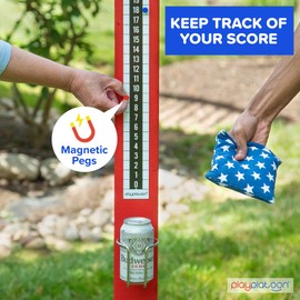 Play Platoon Cornhole Metal Scoreboard with Magnetic Score Keepers for Corn Hole Boards