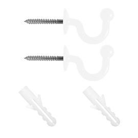 Bojueshaw 2 Pack Elegant Curtain Tie Back Hooks,U Shaped Metal Curtain Holdbacks for Drapes Clothes Hats Hat Key Towe(White)