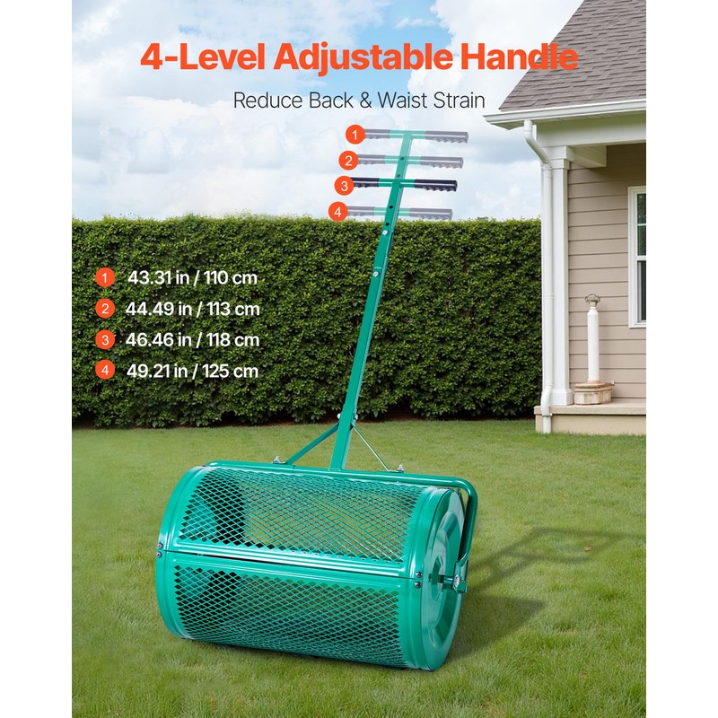 VEVOR Compost Spreader, 24 in Wide Peat Moss Spreader with