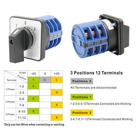 Baomain Rotary Cam Changeover Switch SZW26-40/D303.3 AC 660V 40A 12 Terminal 3 Phase