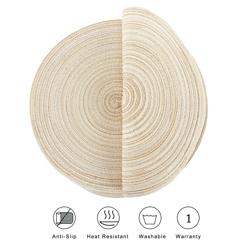 Round Braided Place Mat Set of 6 Cotton Placemats Washable