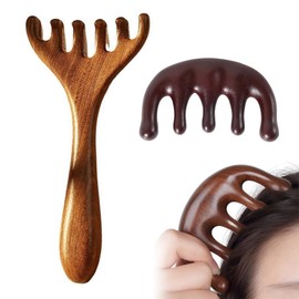 Holzkamm, 2Pcs Handgemachter Kamm Breitzahn, hochwertige Holz Locken Kamm, Breiten, Holzkamm, Mehrzweck-Kopfhaut-Gua-Sha-Kamm