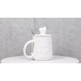 Ebros Gift White Bunny Rabbit Hug Me Ceramic Mug With Bunny Ears Lid And Stirring Spoon