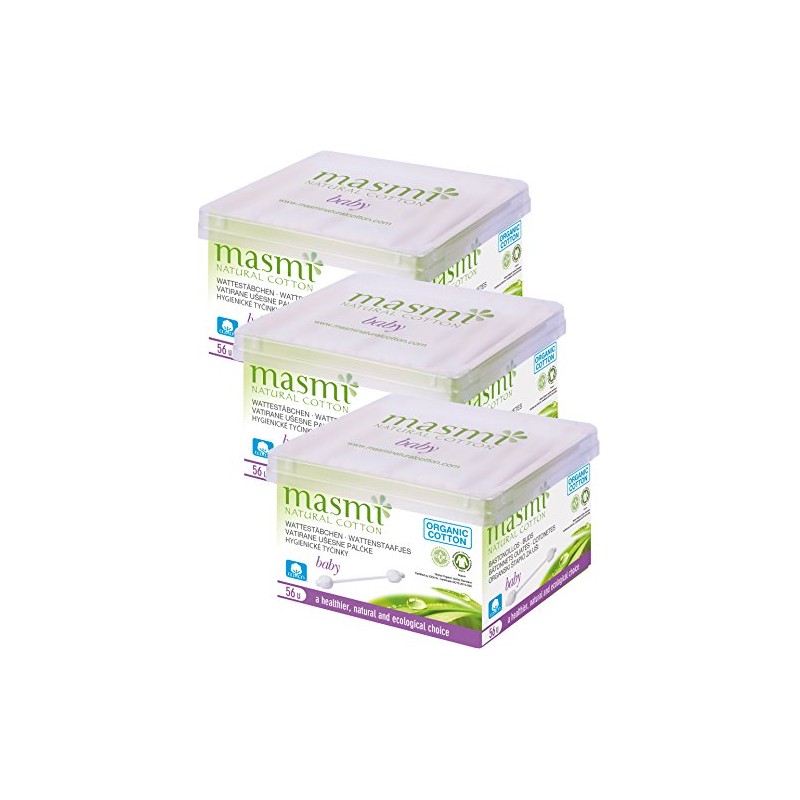MASMI Natural Cotton Organic Ear Sticks Baby Pack of 3