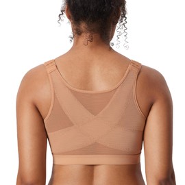 DELIMIRA Women's Inbarely Plus Posture Bras Front Closure Lightly Padded Plus Size Wireless Full Coverage Bra Barely Buff 38C