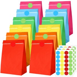 24 Piezas Bolsa de regalo para almuerzo,de Papel para Caramelos Regalos,Bolsas de Dulces Regalo para Bodas Baby Shower Cumpleaños Aniversarios Celebraciones Fiestas arcoíris,Papel para Regalos