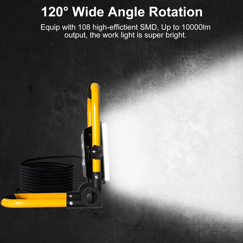 100W LED Work Light, 10000LM Bright Work Lights on Stand,