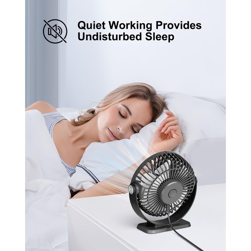 TriPole Small Desk Fan USB Powered Portable Fan 3 Speeds