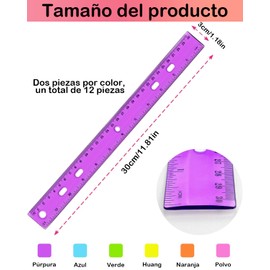 12 Piezas Regla, Regla 30 Cm, Se Puede Utilizar En Escuelas, Aulas, Oficinas, Hogares, Bibliotecas, Etc. Muy Adecuado Para Artistas, Arquitectos, Niños, Etc