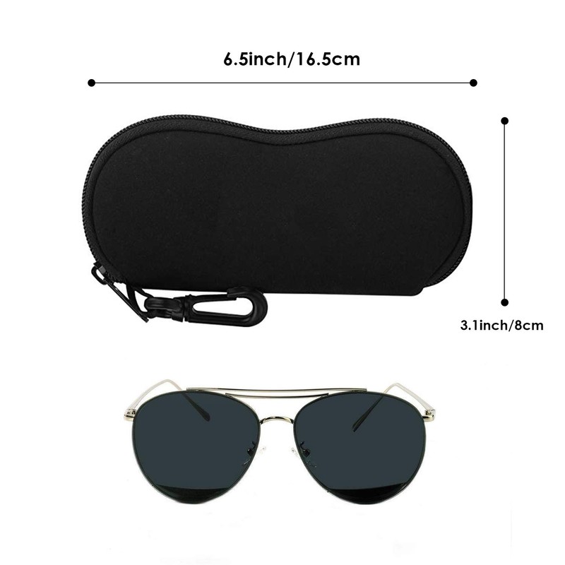MoKo Eyeglass Soft Case, Zippered Neoprene Sunglasses Pouch with Clip